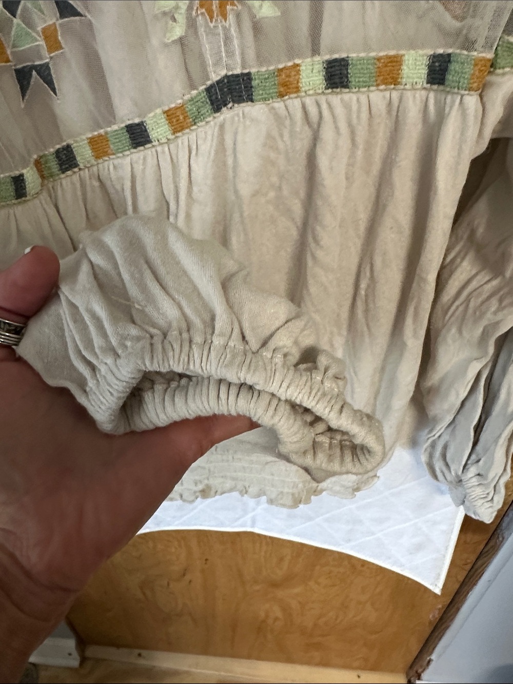 Free People Cream Sheer Yoke Embroidered Blouse - Picture 7 of 7
